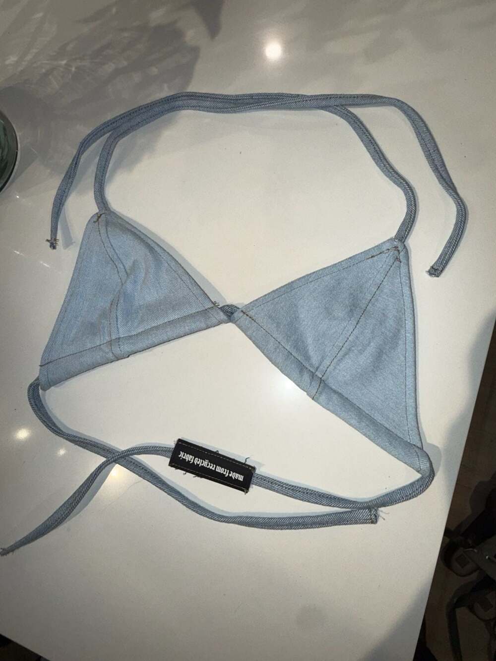 Mpaz Studio Recycled Denim Triangle Bikini Top Size M-L